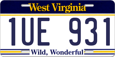 WV license plate 1UE931