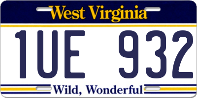 WV license plate 1UE932