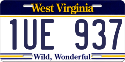 WV license plate 1UE937