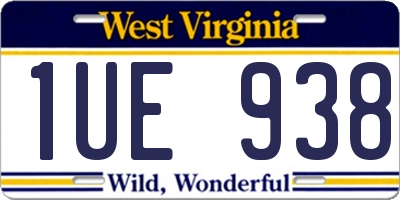 WV license plate 1UE938