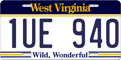 WV license plate 1UE940