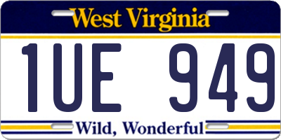WV license plate 1UE949