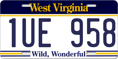 WV license plate 1UE958
