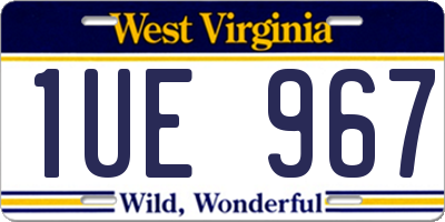 WV license plate 1UE967