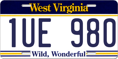 WV license plate 1UE980