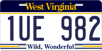 WV license plate 1UE982