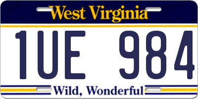 WV license plate 1UE984