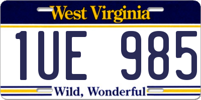 WV license plate 1UE985