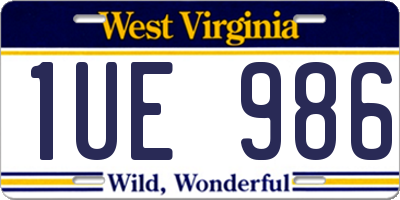 WV license plate 1UE986