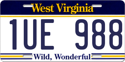 WV license plate 1UE988