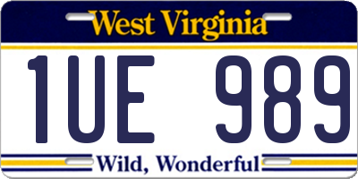 WV license plate 1UE989