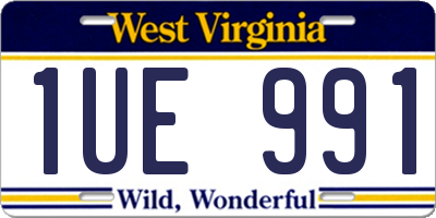 WV license plate 1UE991