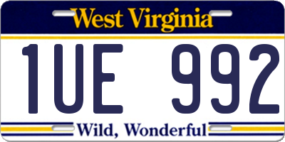 WV license plate 1UE992