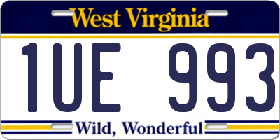 WV license plate 1UE993