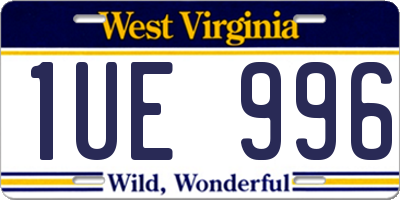 WV license plate 1UE996