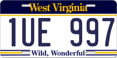 WV license plate 1UE997
