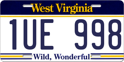 WV license plate 1UE998