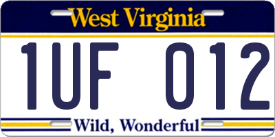 WV license plate 1UF012
