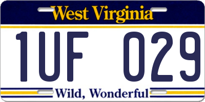 WV license plate 1UF029