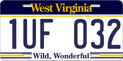 WV license plate 1UF032