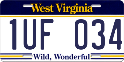 WV license plate 1UF034