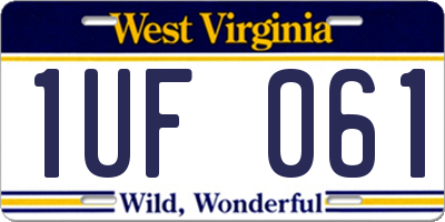 WV license plate 1UF061