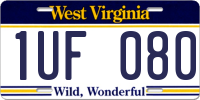 WV license plate 1UF080