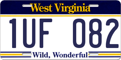 WV license plate 1UF082