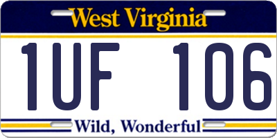 WV license plate 1UF106