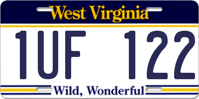 WV license plate 1UF122