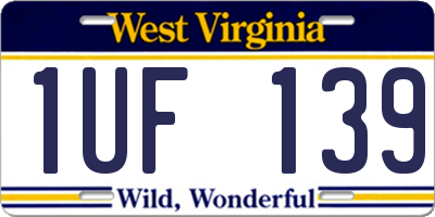 WV license plate 1UF139