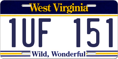 WV license plate 1UF151