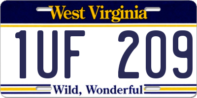 WV license plate 1UF209