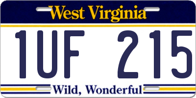 WV license plate 1UF215