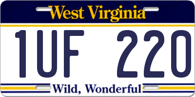WV license plate 1UF220
