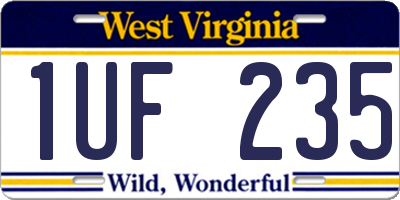 WV license plate 1UF235