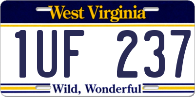 WV license plate 1UF237