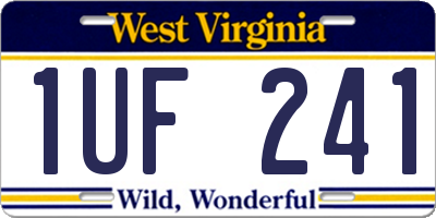 WV license plate 1UF241