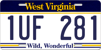 WV license plate 1UF281