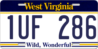 WV license plate 1UF286
