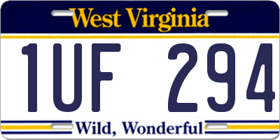 WV license plate 1UF294