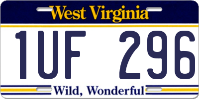 WV license plate 1UF296