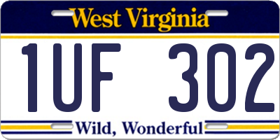 WV license plate 1UF302