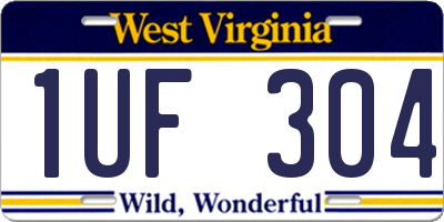 WV license plate 1UF304