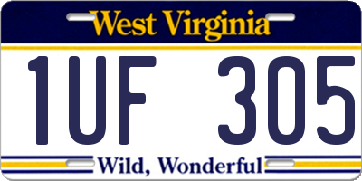 WV license plate 1UF305