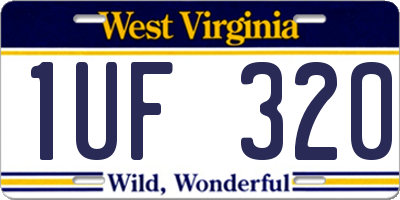 WV license plate 1UF320