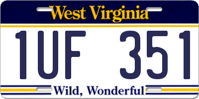 WV license plate 1UF351
