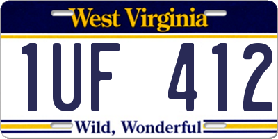WV license plate 1UF412