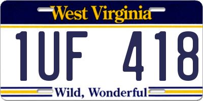 WV license plate 1UF418