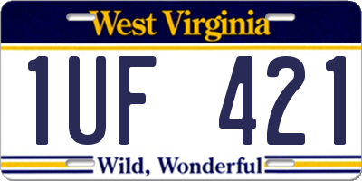 WV license plate 1UF421